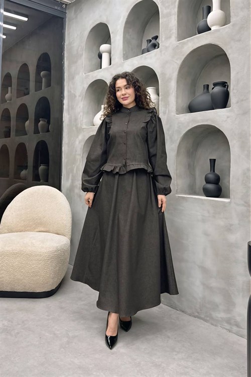 Wholesale Womens Anthracite Denim Two-Piece Hijab Set