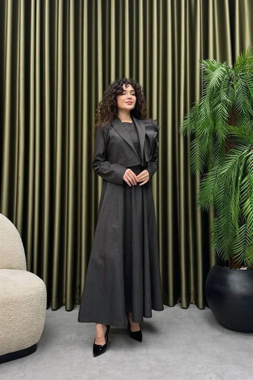 Wholesale Womens Anthracite Denim Two-Piece Hijab Set