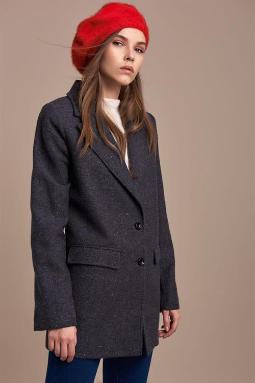 Wholesale Womens Anthracite Herringbone Pattern Jacket