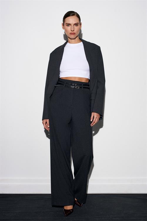 Wholesale Womens Anthracite High Waist Trousers with Belt