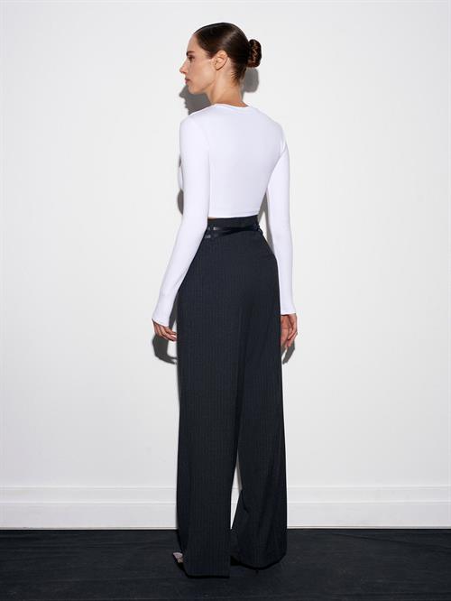 Wholesale Womens Anthracite High Waist Trousers with Belt