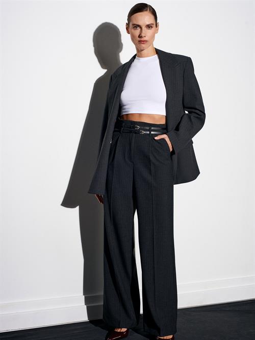 Wholesale Womens Anthracite High Waist Trousers with Belt