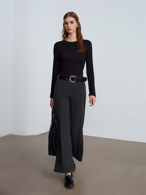 Wholesale Womens Anthracite Wide Leg Trousers