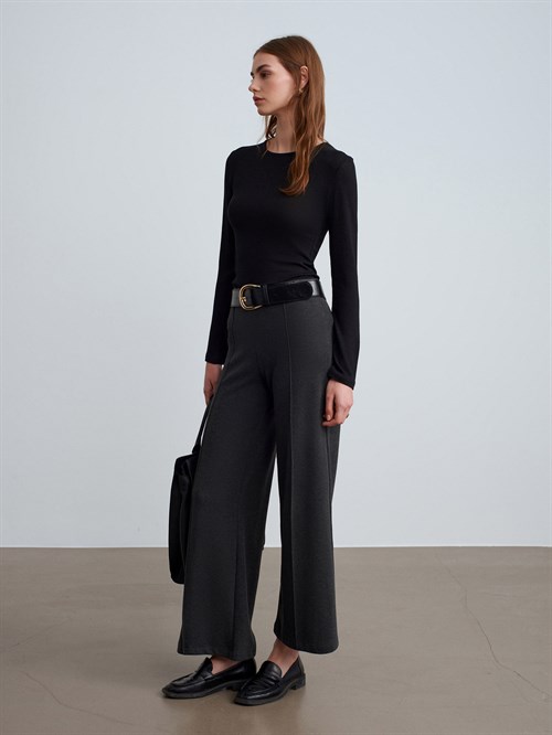 Wholesale Womens Anthracite Wide Leg Trousers