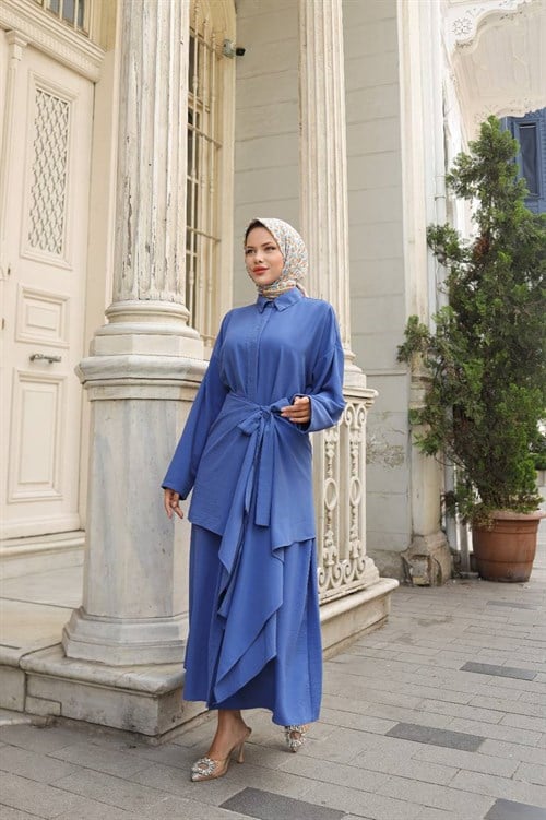 Wholesale Womens Azure Blue Maxi Hijab Dress