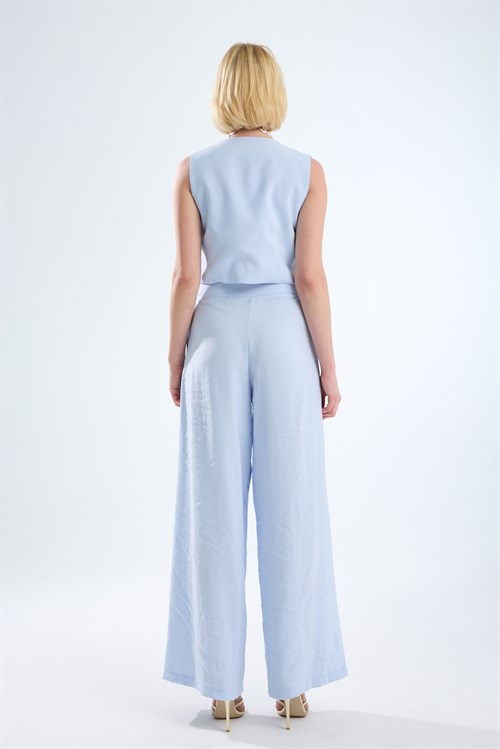 Wholesale Womens Baby Blue Blouse and Pants Suit