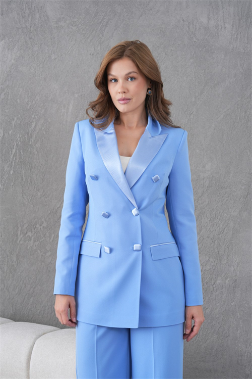Wholesale Womens Baby Blue Plus Size Two-Piece Suit 