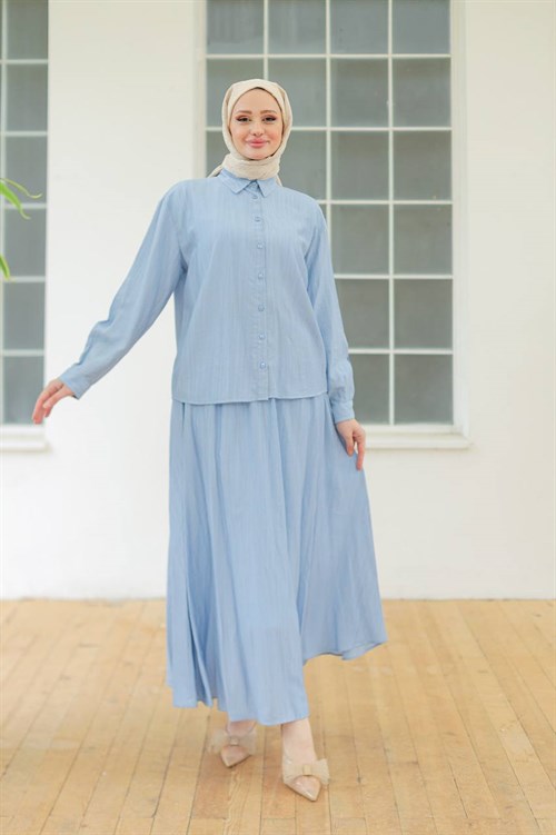 Wholesale Womens Baby Blue Skirt Set