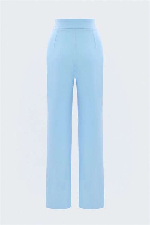 Wholesale Womens Baby BlueTrousers with Gold Buckle Accessory