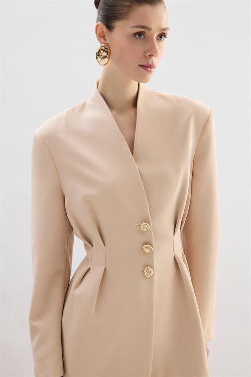 Wholesale Womens Beige Blazer with Golden Buttons