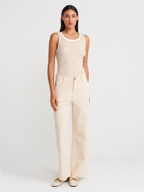 Wholesale Womens Beige Double Layer Cotton Top