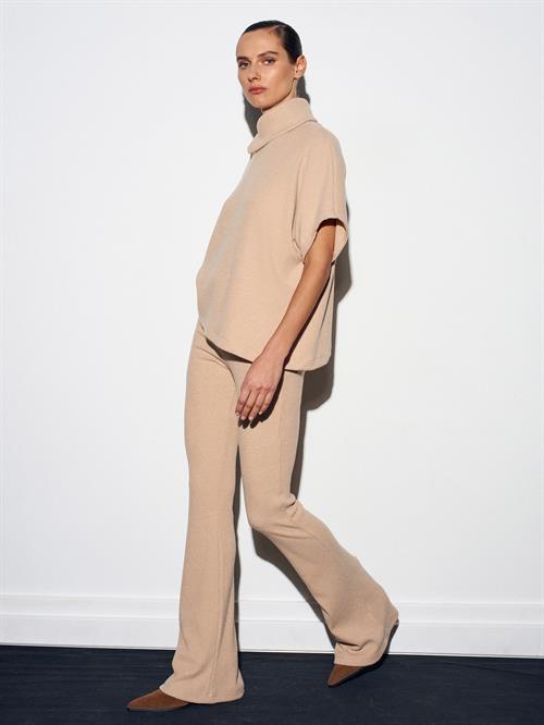 Wholesale Womens Beige High Waist Knitted Trousers