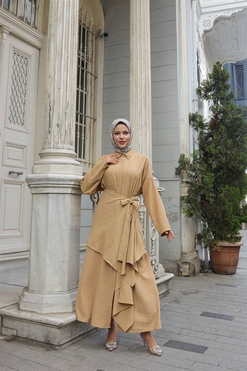 Wholesale Womens Beige Maxi Hijab Dress