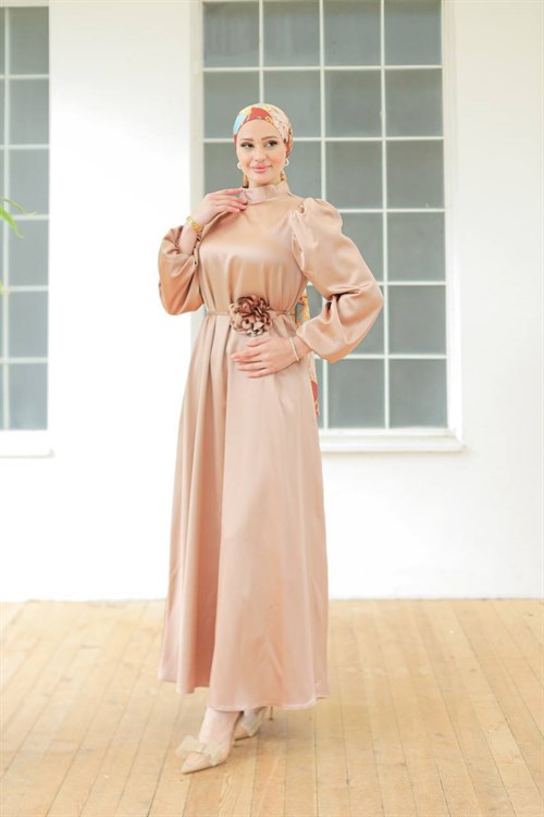 Wholesale Womens Beige Maxi Hijab Dress