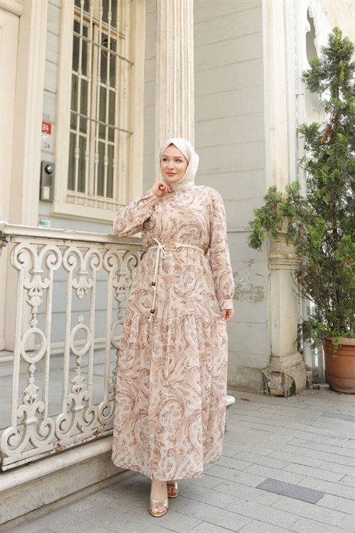 Wholesale Womens Beige Maxi Hijab Dress