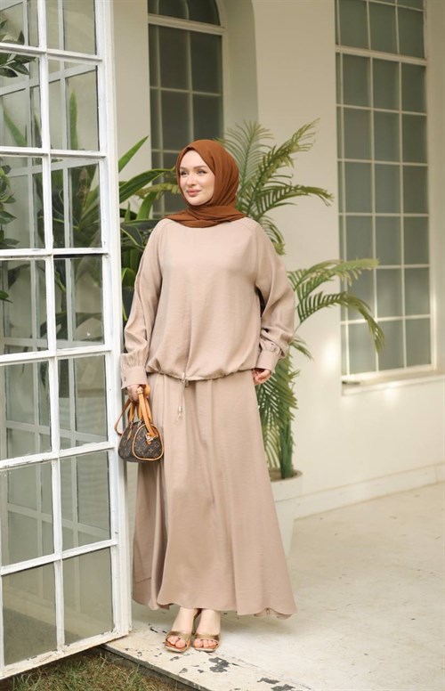 Wholesale Womens Beige Maxi Hijab Dress