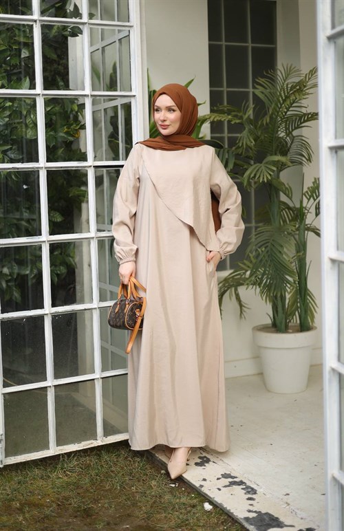 Wholesale Womens Beige Maxi Hijab Dress