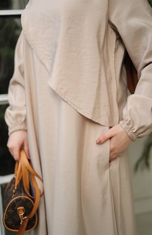 Wholesale Womens Beige Maxi Hijab Dress