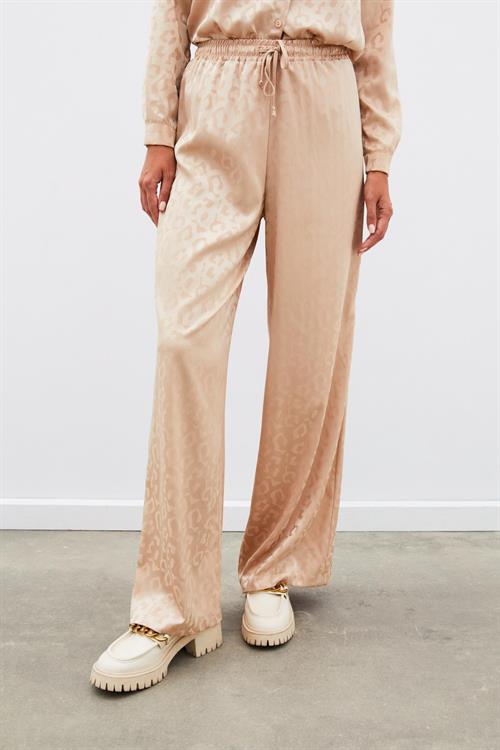 Wholesale Womens Beige Patterned Trousers with Elastic Waist