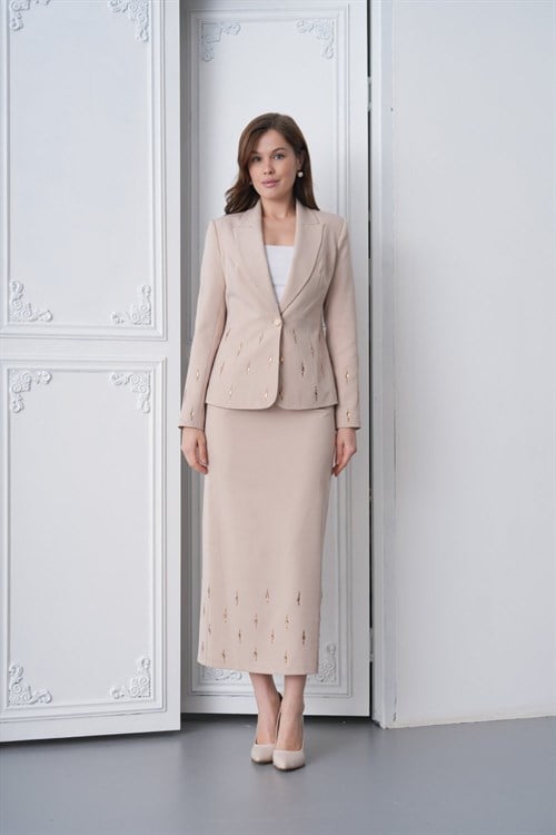 Wholesale Womens Beige Plus Size Skirt Set