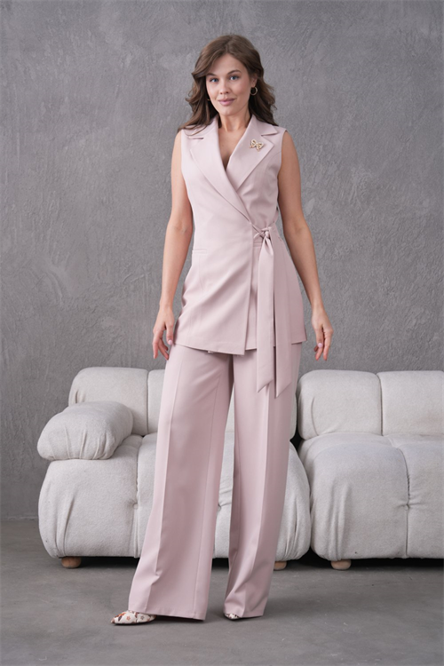 Wholesale Womens Beige Plus Size Two-Piece Suit