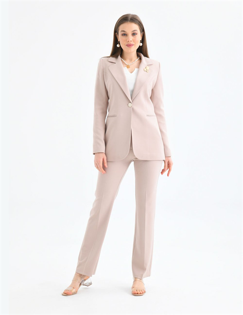 Wholesale Womens Beige Plus Size Two-Piece Suit 