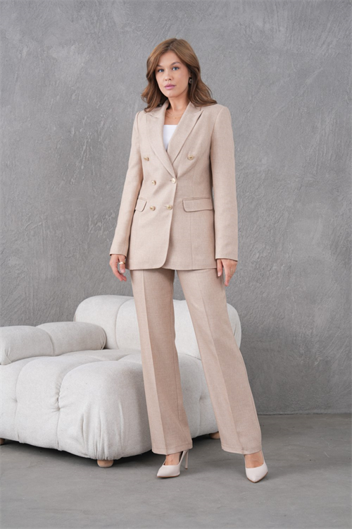 Wholesale Womens Beige Plus Size Two-Piece Suit 
