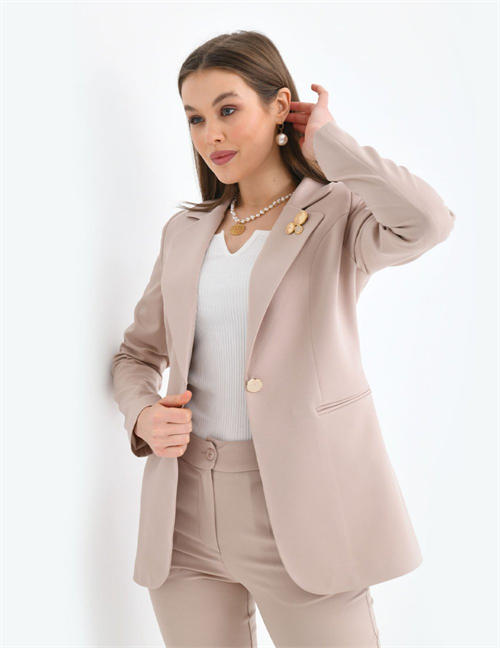 Wholesale Womens Beige Plus Size Two-Piece Suit 