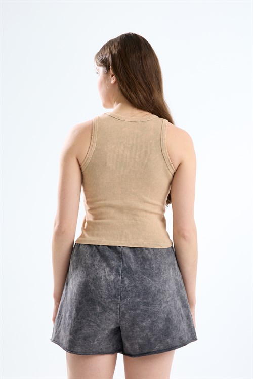 Wholesale Womens Beige Ribbed Tank Top