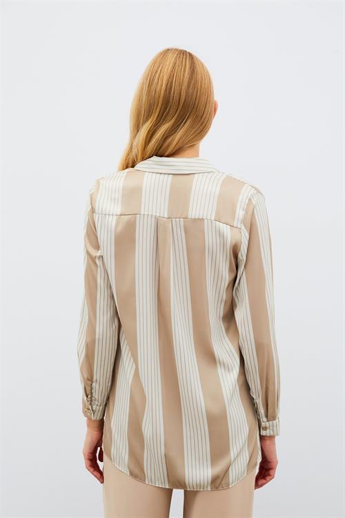 Wholesale Womens Beige Striped Shirt