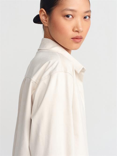 Wholesale Womens Beige Suede Crop Shirt