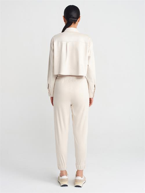 Wholesale Womens Beige Suede Jogger Pants