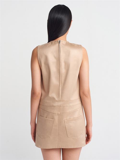 Wholesale Womens Beige Suede Mini Dress