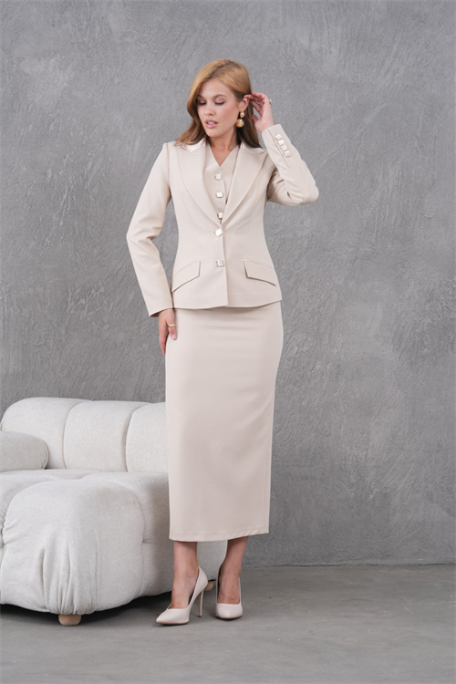 Wholesale Womens Beige Three-Piece Suit 