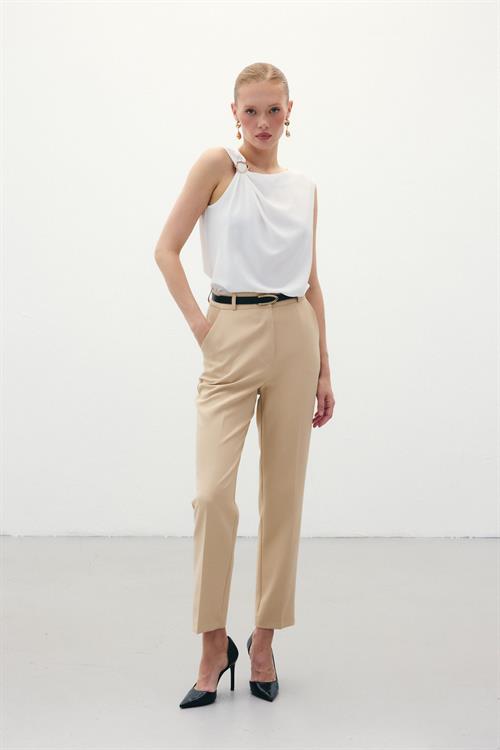 Wholesale Womens Beige Trousers with Belt