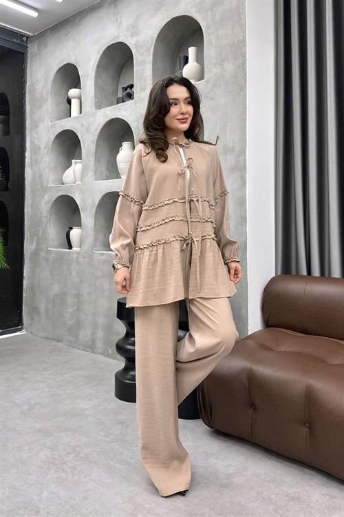 Wholesale Womens Beige Two-Piece Hijab Set
