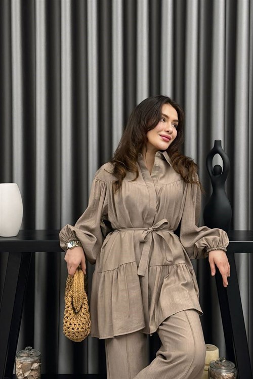 Wholesale Womens Beige Two-Piece Hijab Set