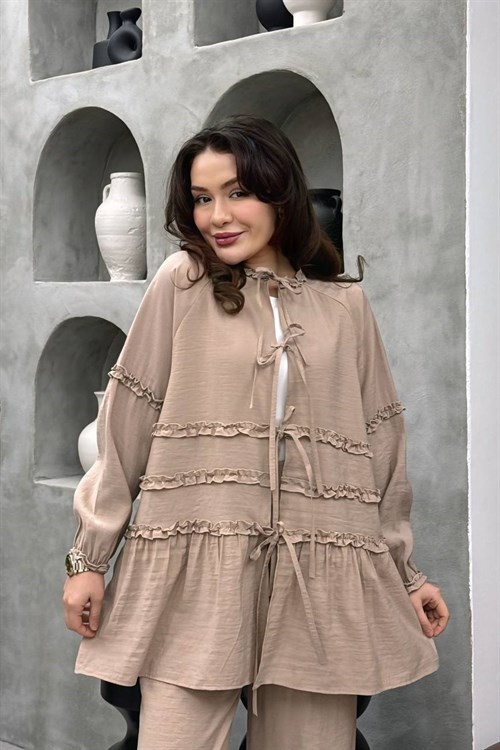 Wholesale Womens Beige Two-Piece Hijab Set