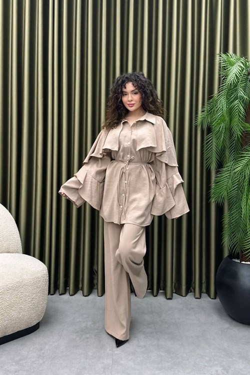 Wholesale Womens Beige Two-Piece Hijab Set