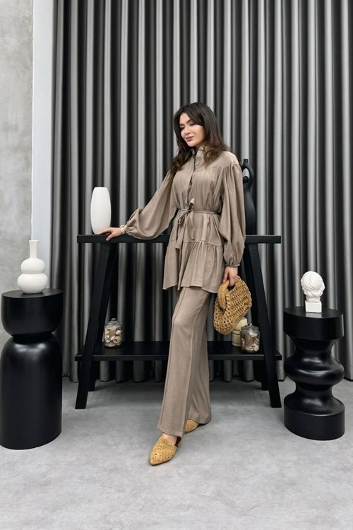 Wholesale Womens Beige Two-Piece Hijab Set