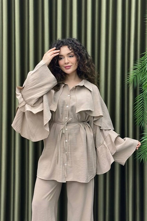 Wholesale Womens Beige Two-Piece Hijab Set