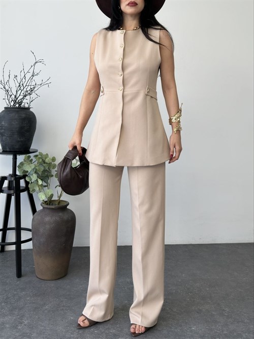 Wholesale Womens Beige Two-Piece Suit 
