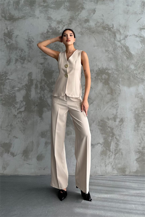 Wholesale Womens Beige Two-Piece Suit 