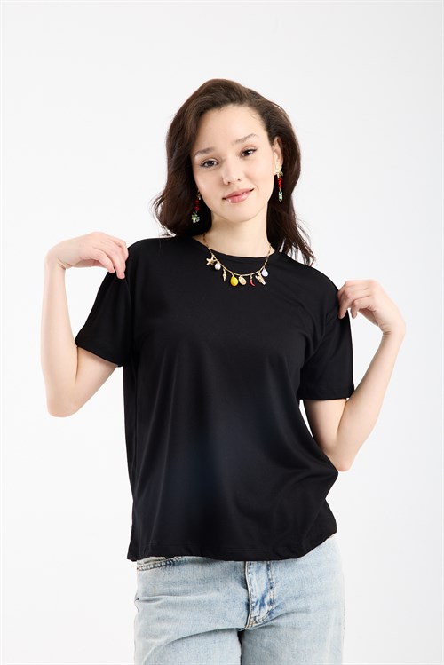 Wholesale Womens Black Basic T-Shirt
