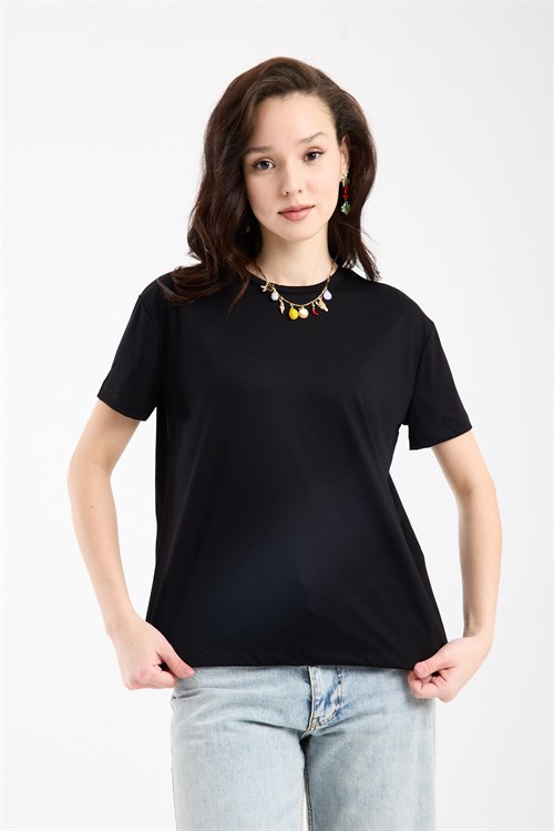 Wholesale Womens Black Basic T-Shirt