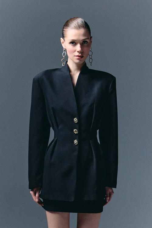 Wholesale Womens Black Blazer with Golden Buttons