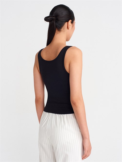 Wholesale Womens Black Button-Front Tank Top