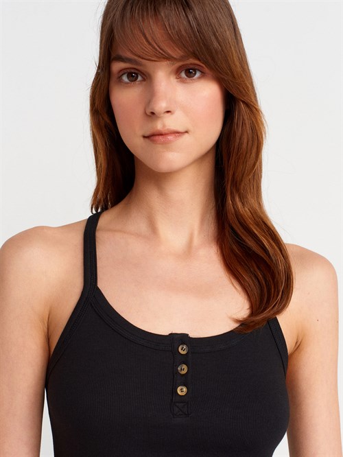 Wholesale Womens Black Button-Front Tank Top