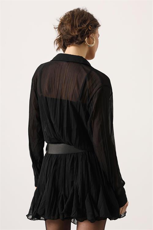 Wholesale Womens Black Chiffon Mini Dress with Belt