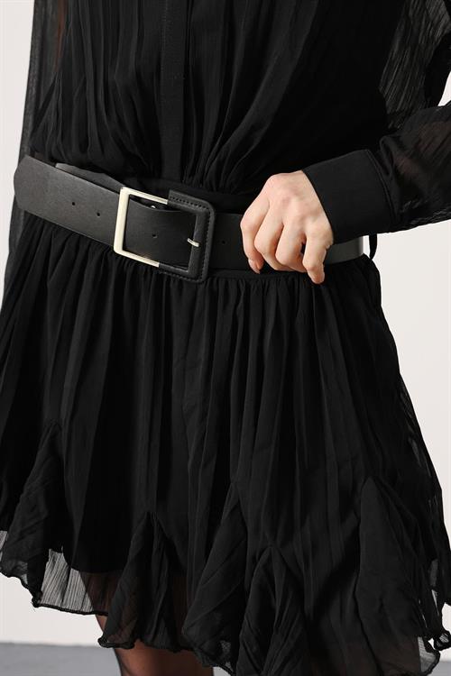 Wholesale Womens Black Chiffon Mini Dress with Belt